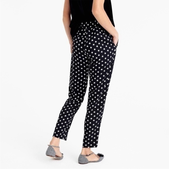 J. Crew Tie Waist Pull on Pant Star Printed Crepe size 2 - Picture 2 of 6